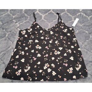 NWT Abound Black Floral Spaghetti Strap Flowy Tank Top Camisole/Sz. XS